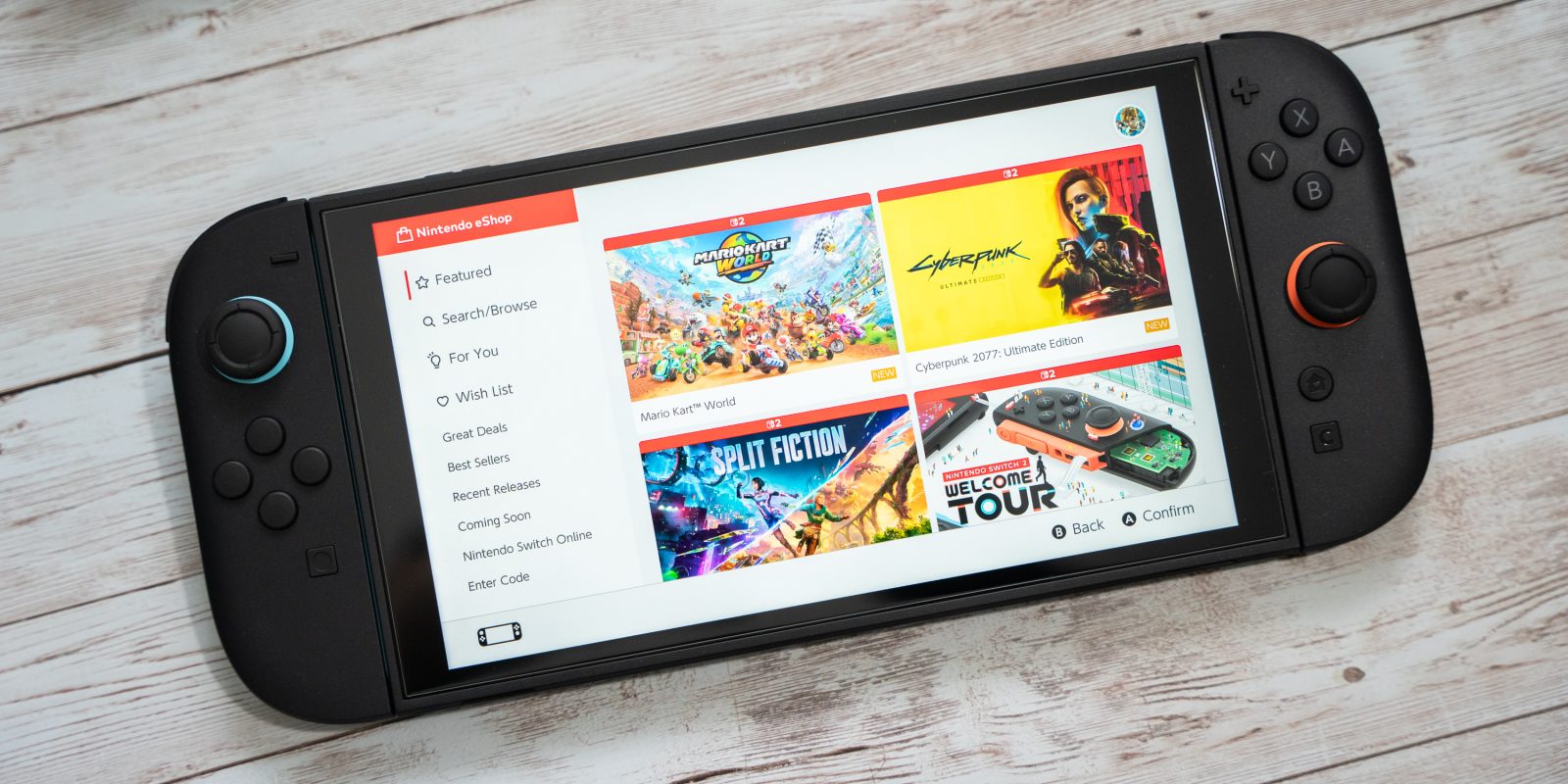 A tablet with a screen showing a video game menu