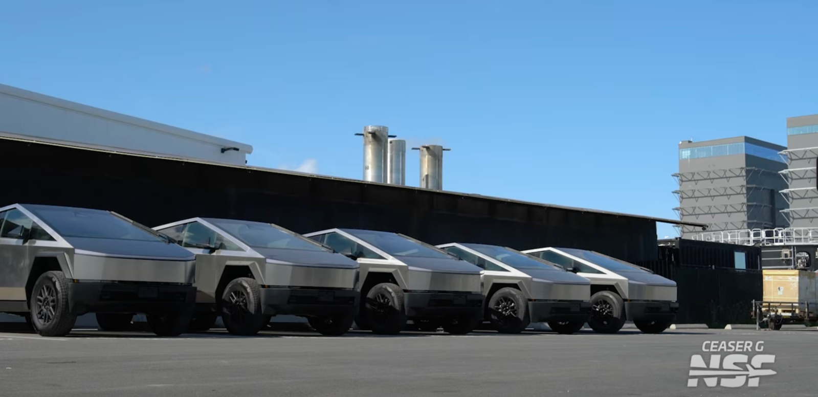 Tesla Cybertrucks freshly delivered to SpaceX via Nasa Space Flight on Youtube