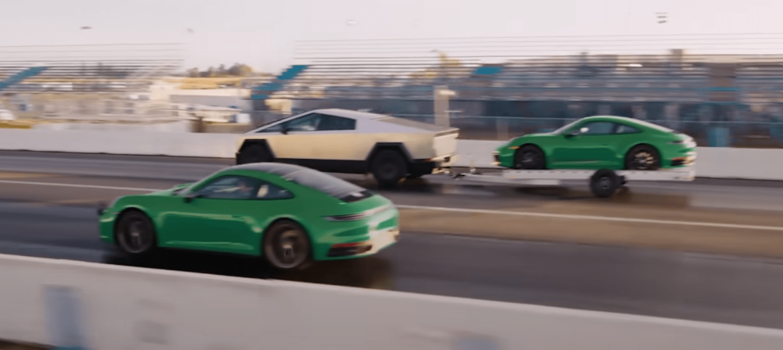 Tesla Cybertruck towing vs Porsche 911