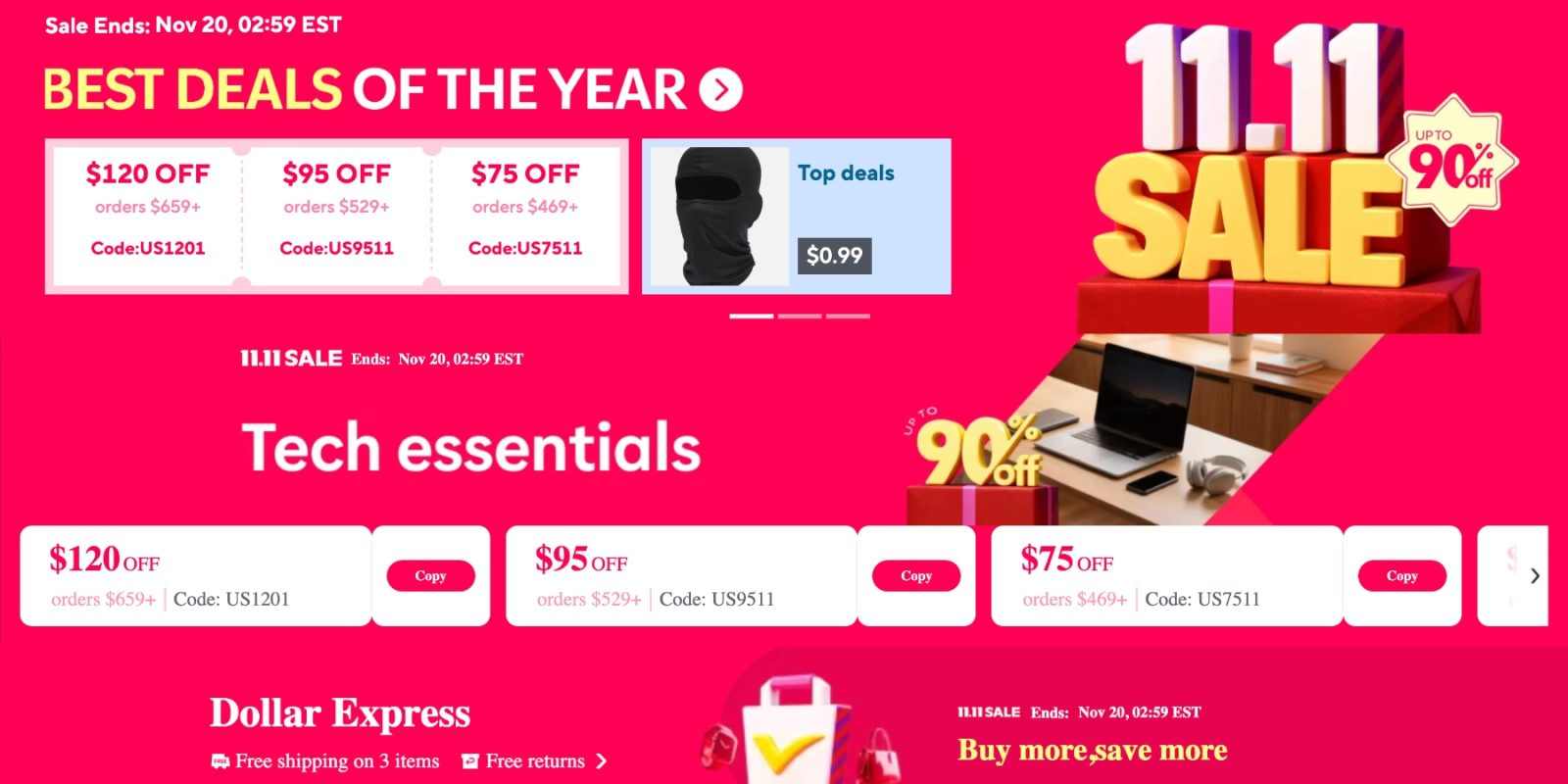 A pink advertisement with text and images