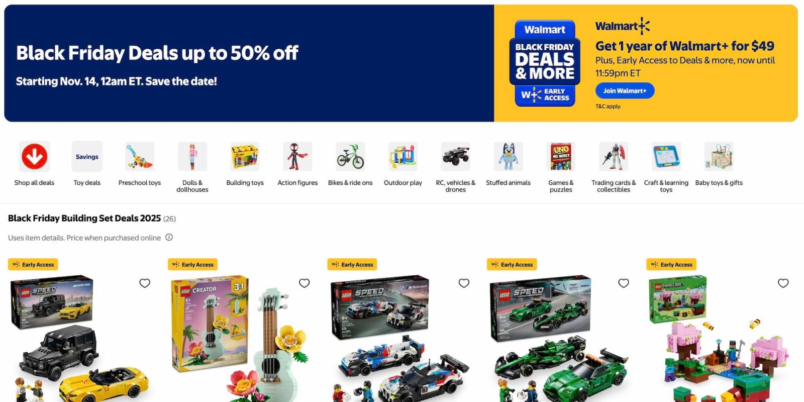 LEGO Walmart Black Friday deals