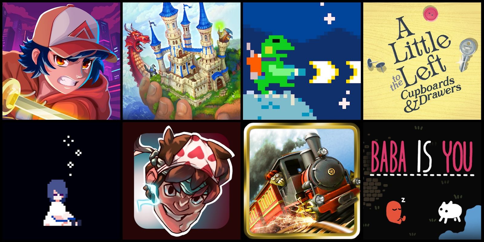 A collage of images of a video game