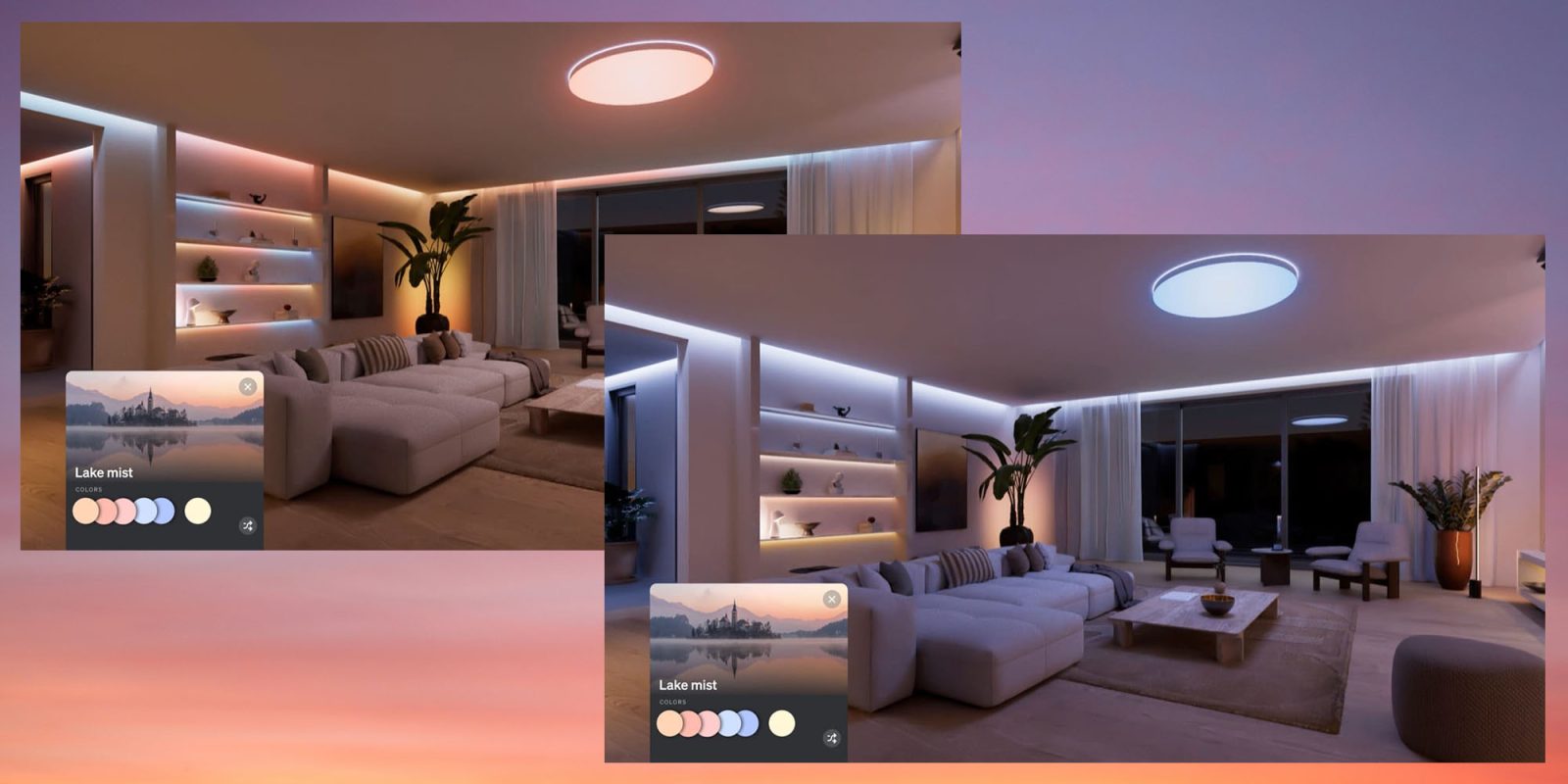 Philips Hue lighting is about to get a lot smarter with SpatialAware | Before left, after right