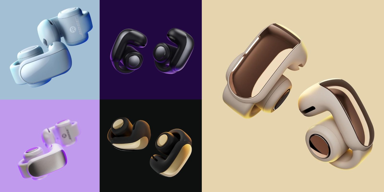 A collage of different earbuds