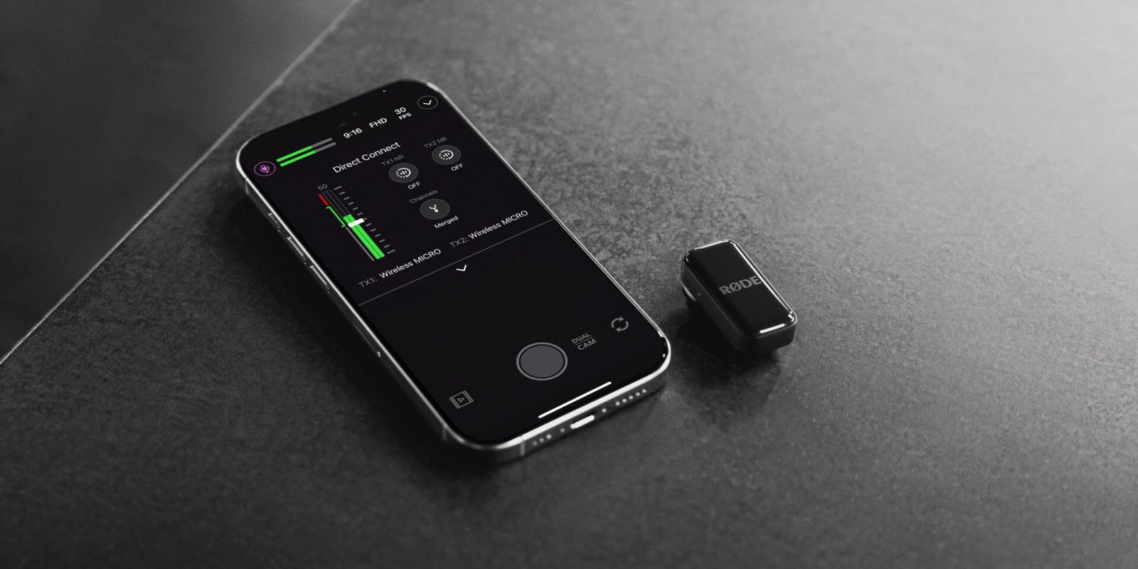 Rode Wireless Pro and Wireless Go can now connect direct to iPhone | App shown on an iPhone with a paired mic