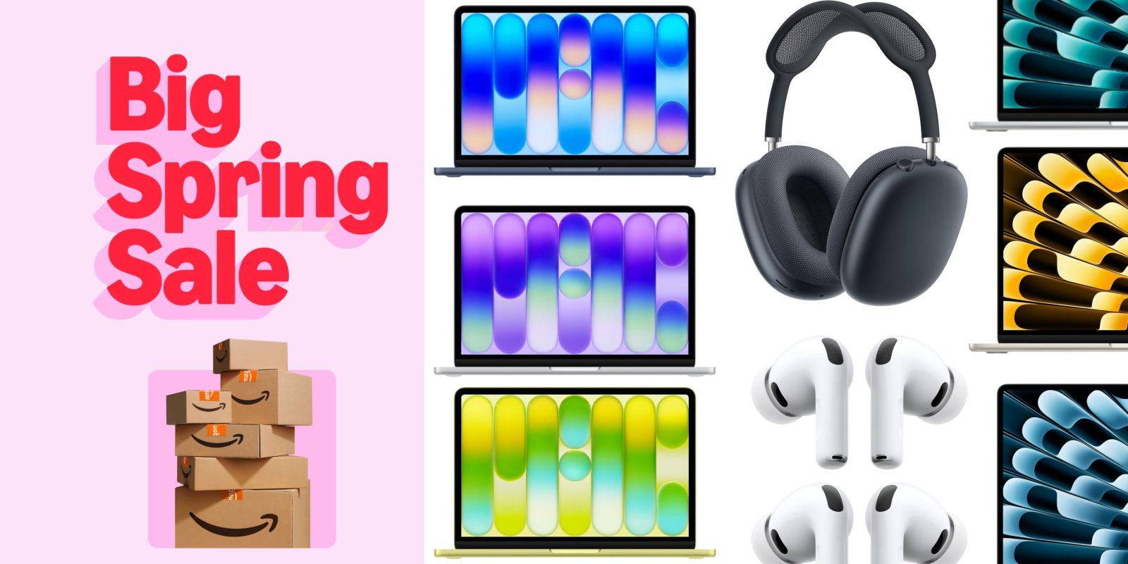 A collage of laptops and headphones