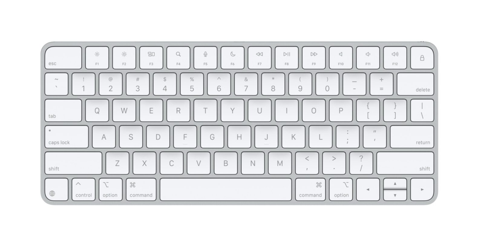 A white keyboard with black keys