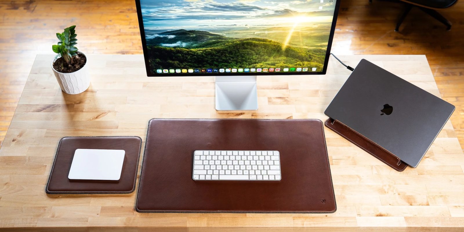 A computer on a table