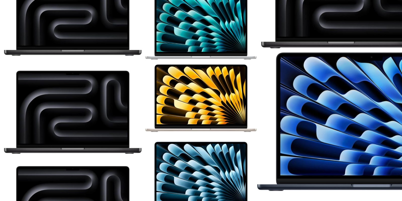 A collage of different laptops