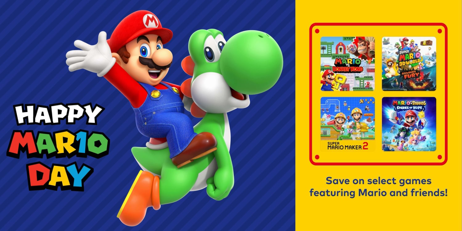 A video game character riding a green and red yoshi