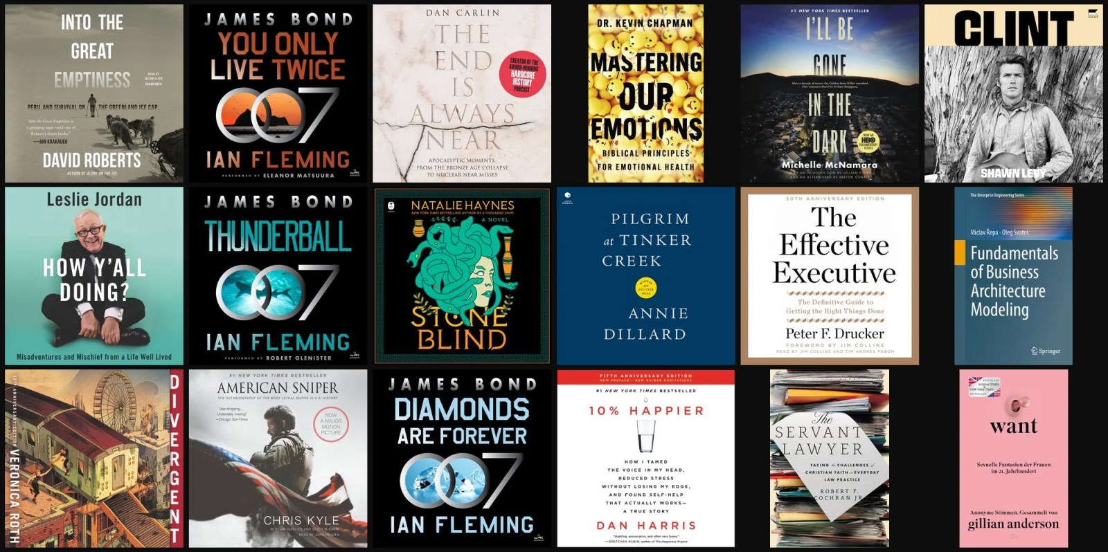 A collection of books on a black background