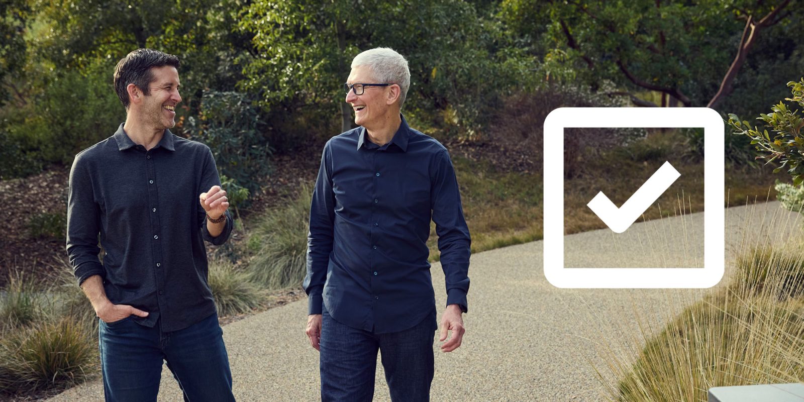 Tim Cook retirement 'leak' worked perfectly in predicting reactions | John Turner is walking with Tim Cook with a checkmark on the right