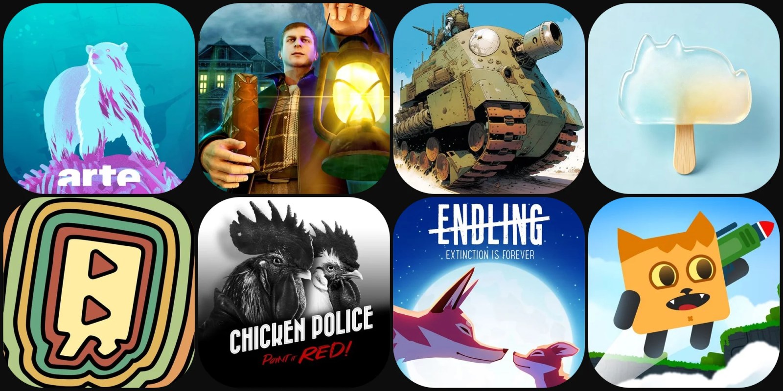 A collage of video game graphics