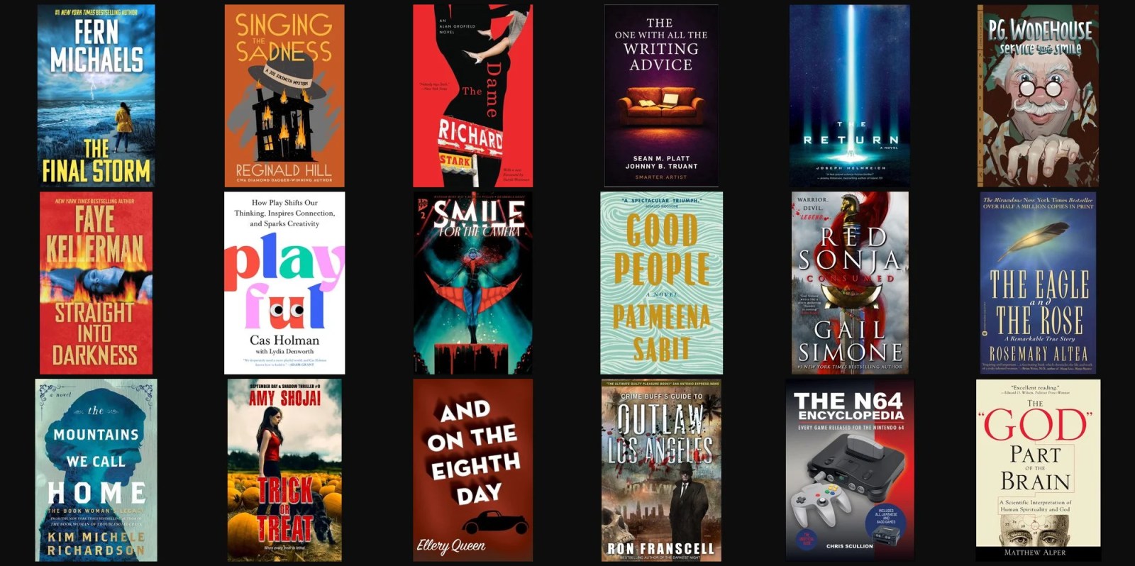 A group of books on a black background