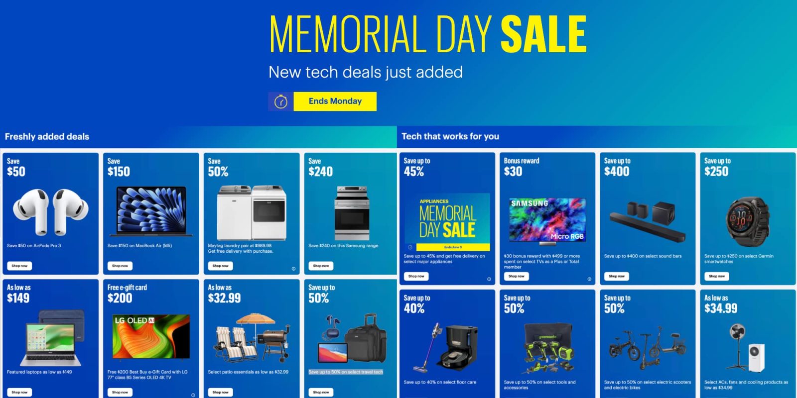 A screenshot of a memorial day sale