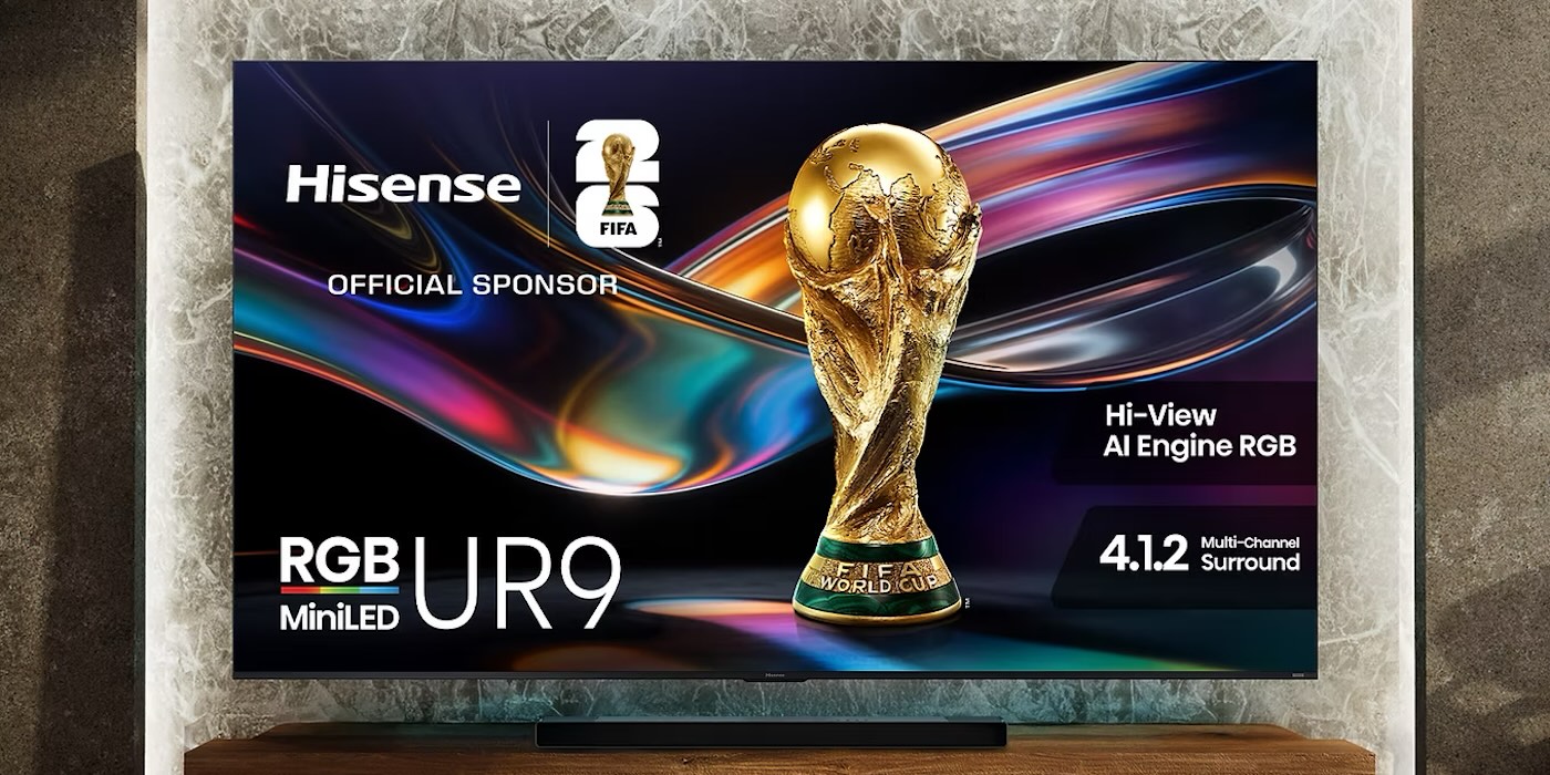 A television screen with a trophy on it