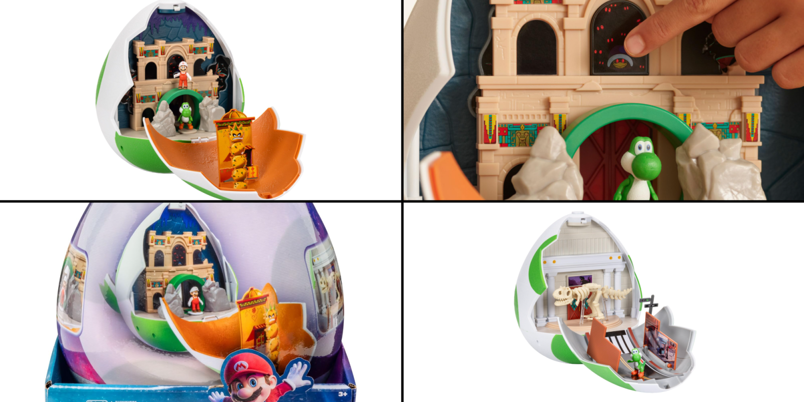 A collage of a toy egg