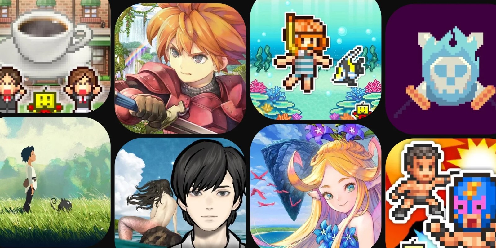 A collage of images of a video game