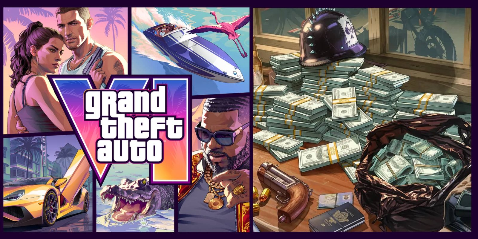 A collage of images of money and a man