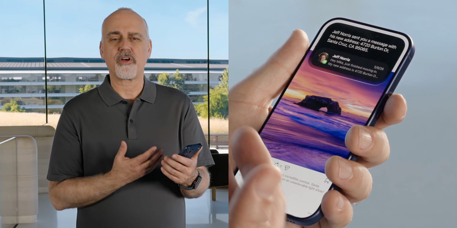 Siri demos in keynote were a little slow, but that's good-ish news | Screenshot of one of the Siri demos