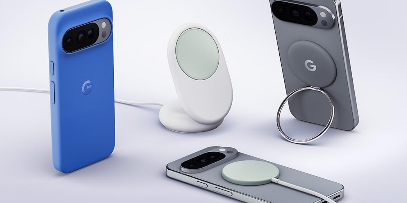 A group of cell phones with a stand