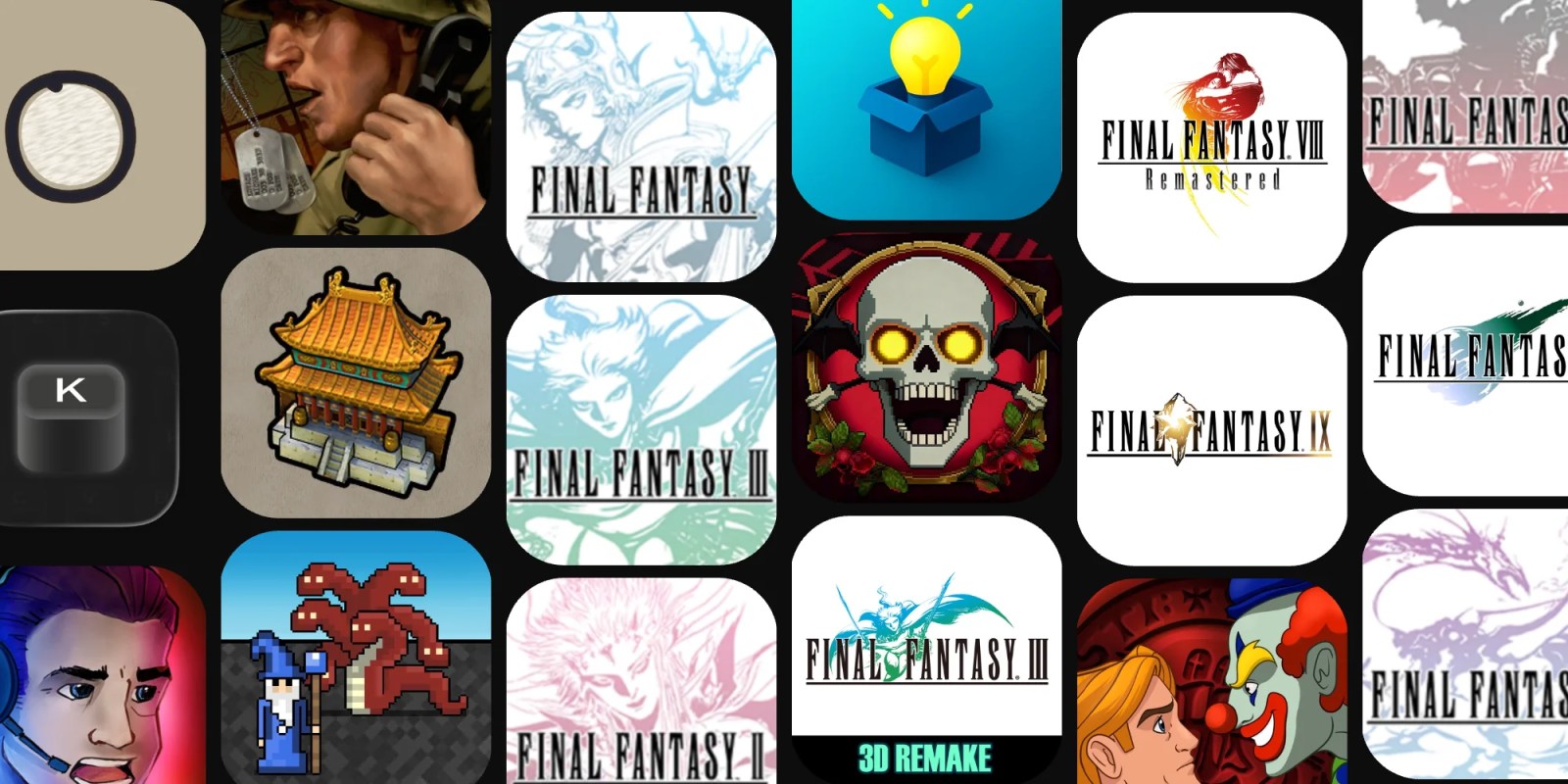 A collage of video game icons