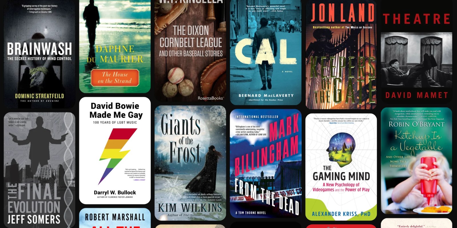 A group of books on a black background