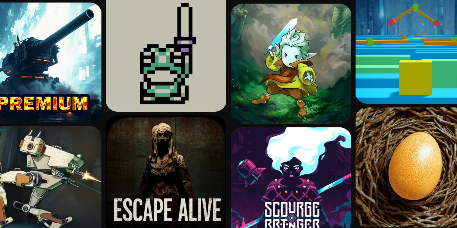 A collage of video game graphics