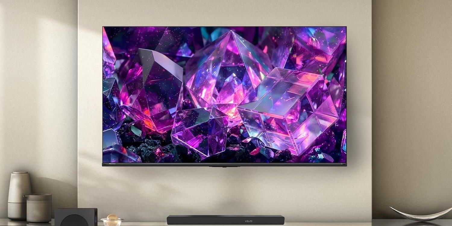 A television with purple crystals on it