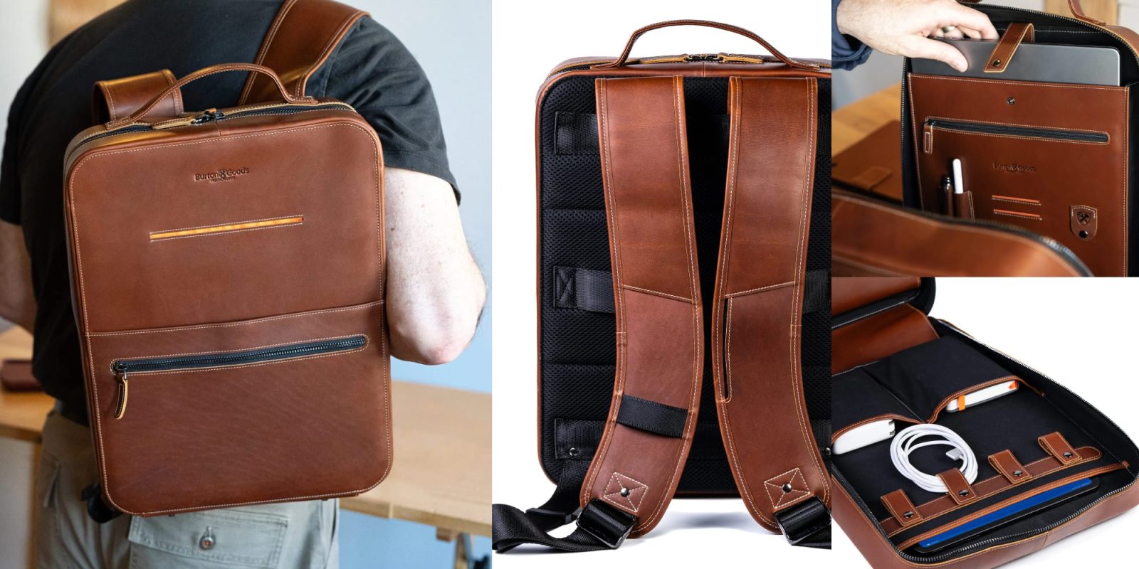 A man with a brown backpack