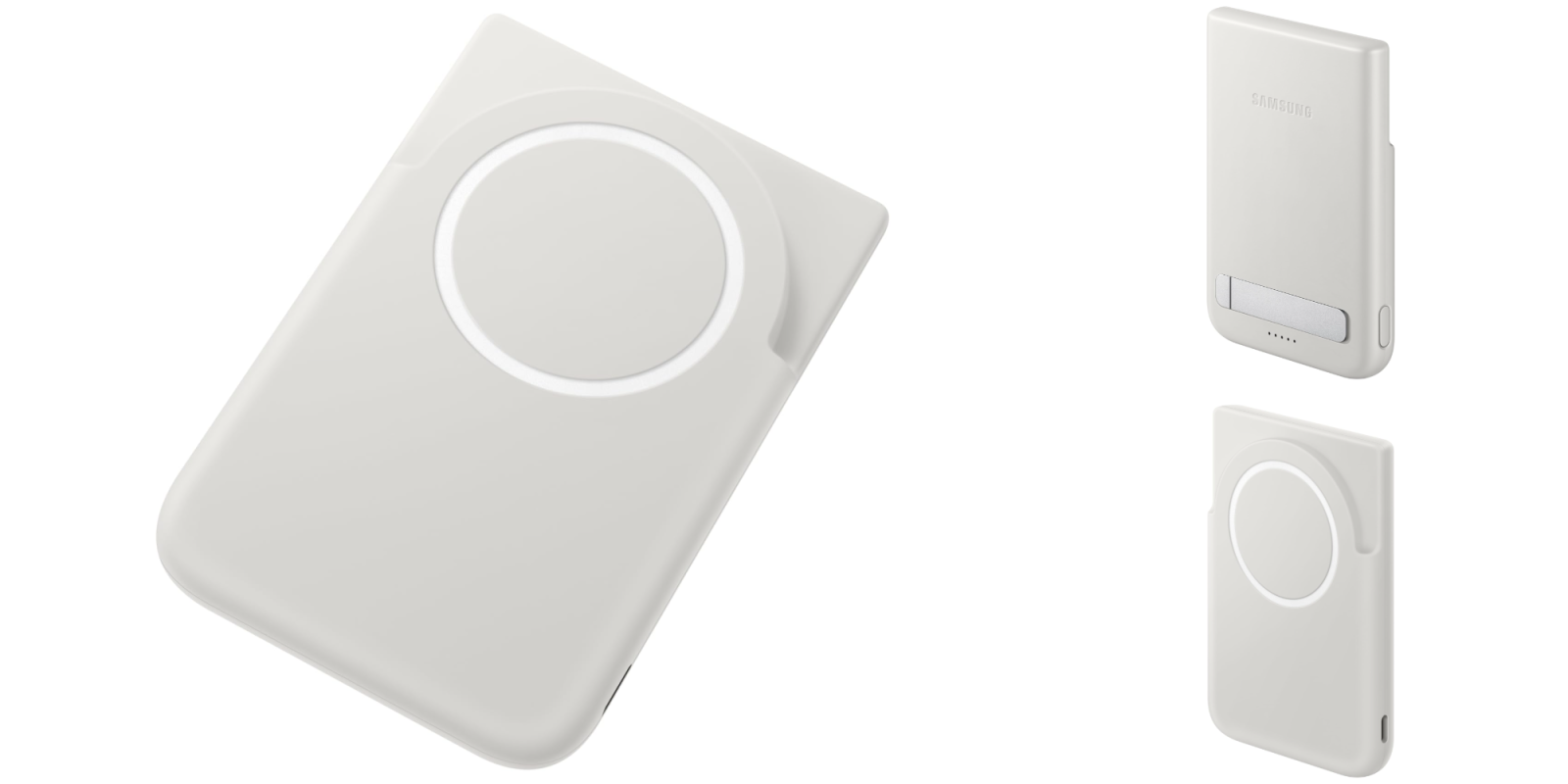 A white device with a circle on it