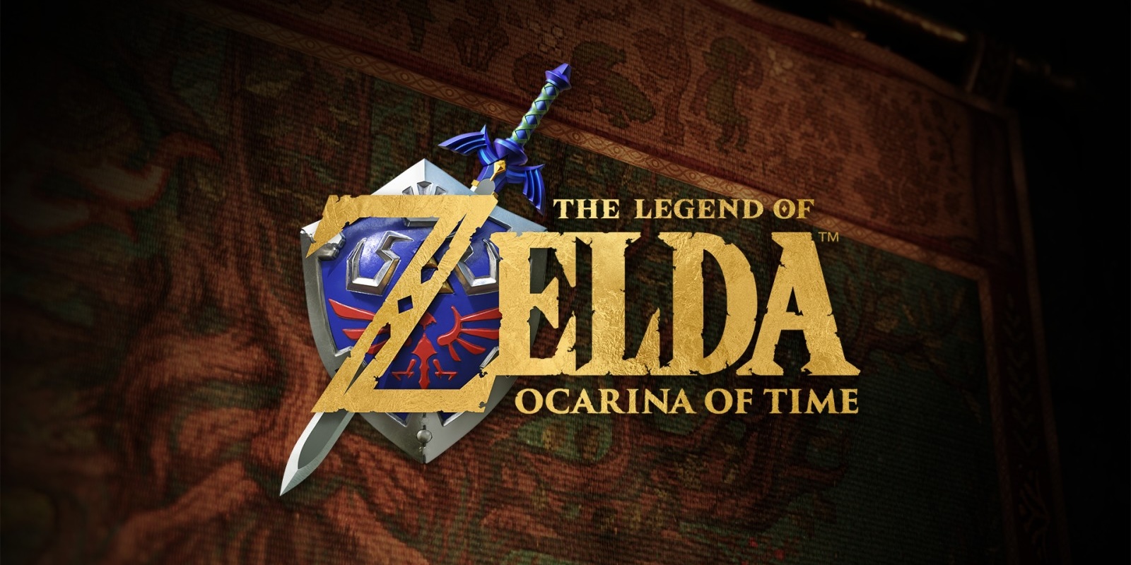 A video game logo with a sword and shield