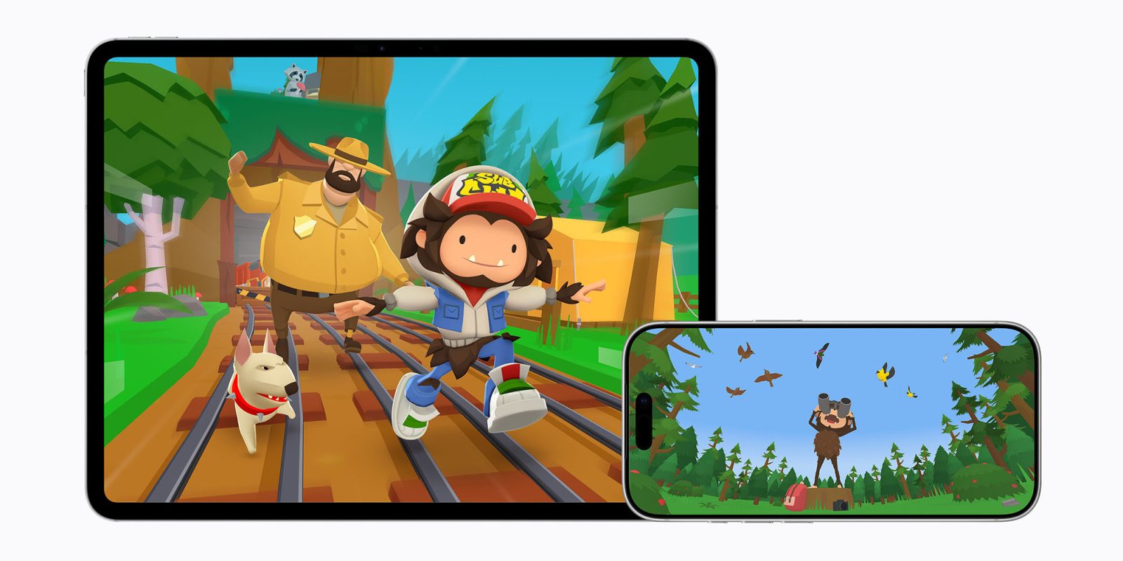 Apple-Arcade-Sneaky-Sasquatch | Game shown on an iPhone and iPad