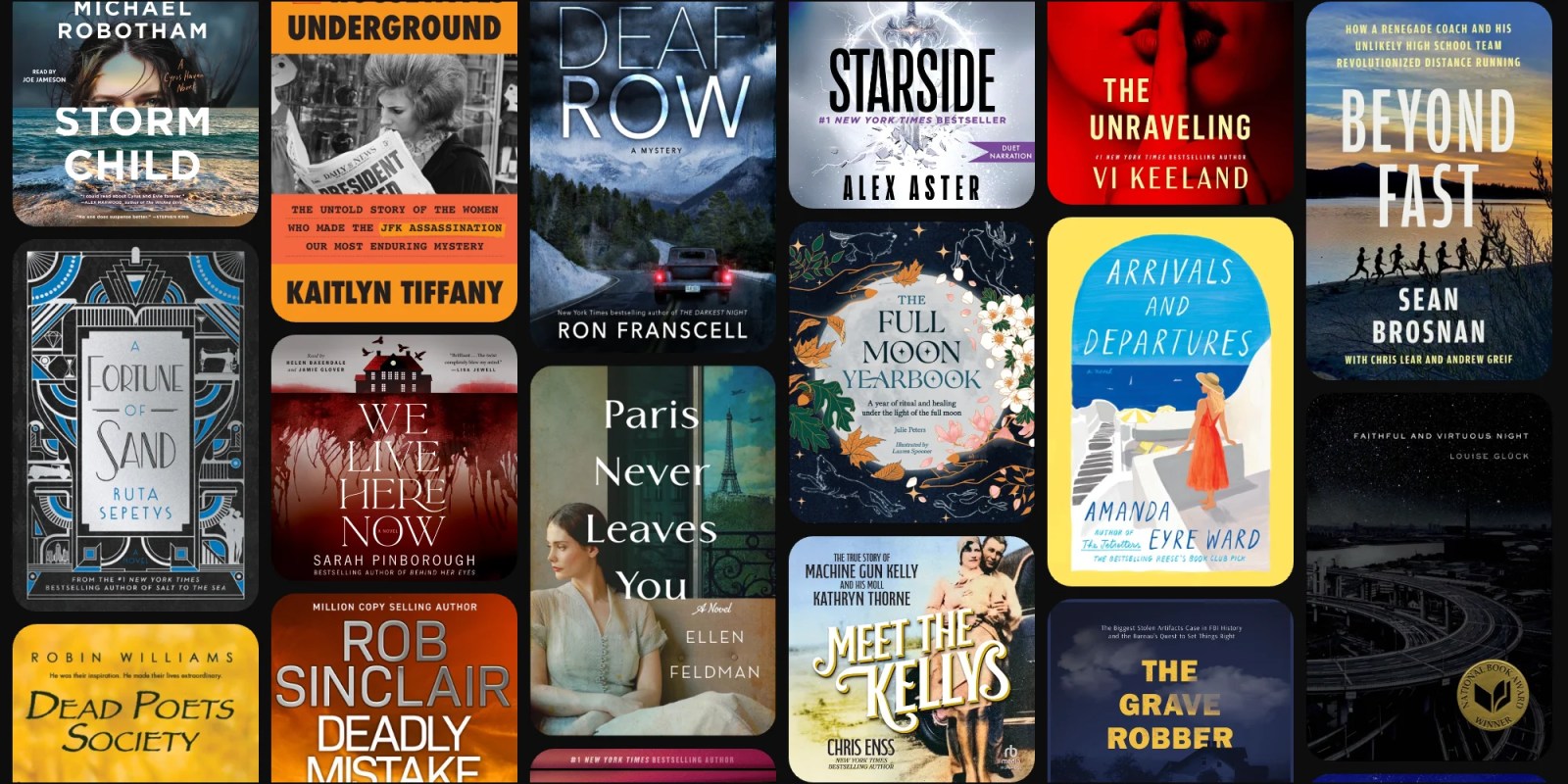A collection of books on a black background