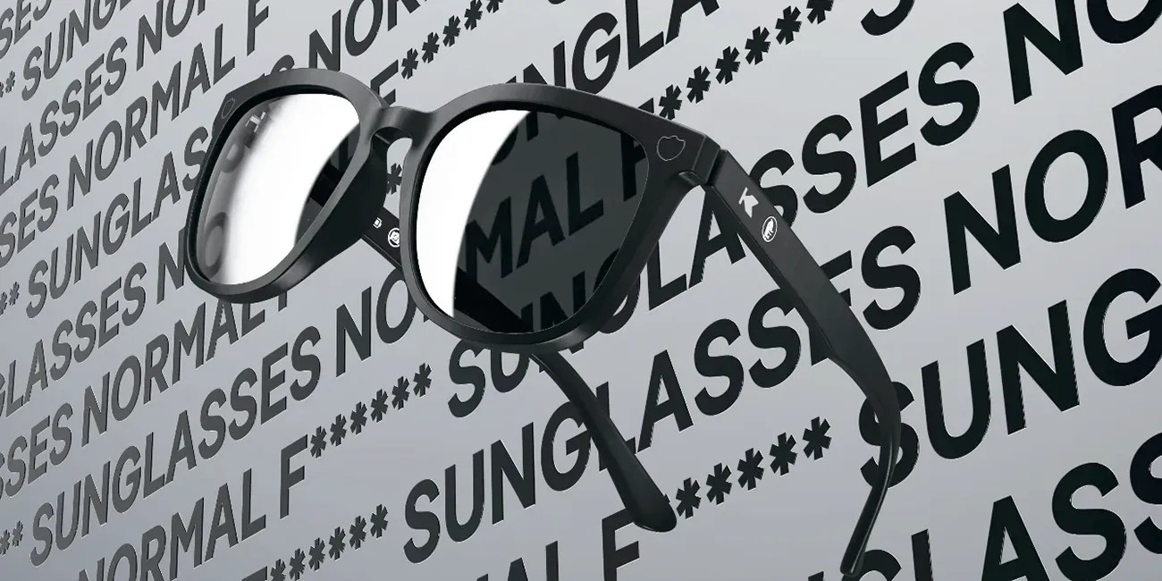DuckDuckGo glasses offer zero cameras and notifications | Promotional image shows the glasses against a background reading 'Normal F****** Sunglasses'