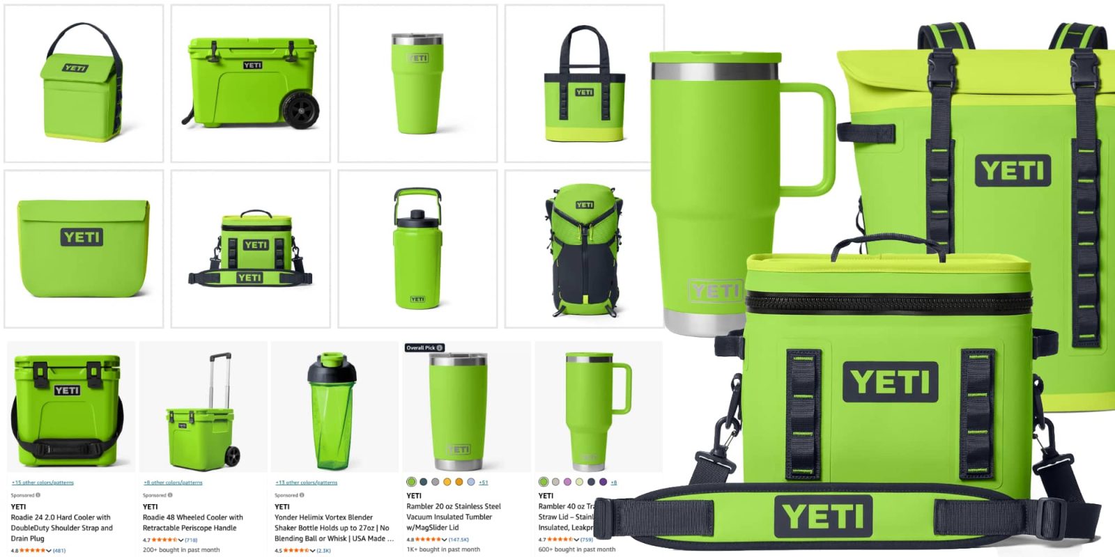A collage of green water bottles