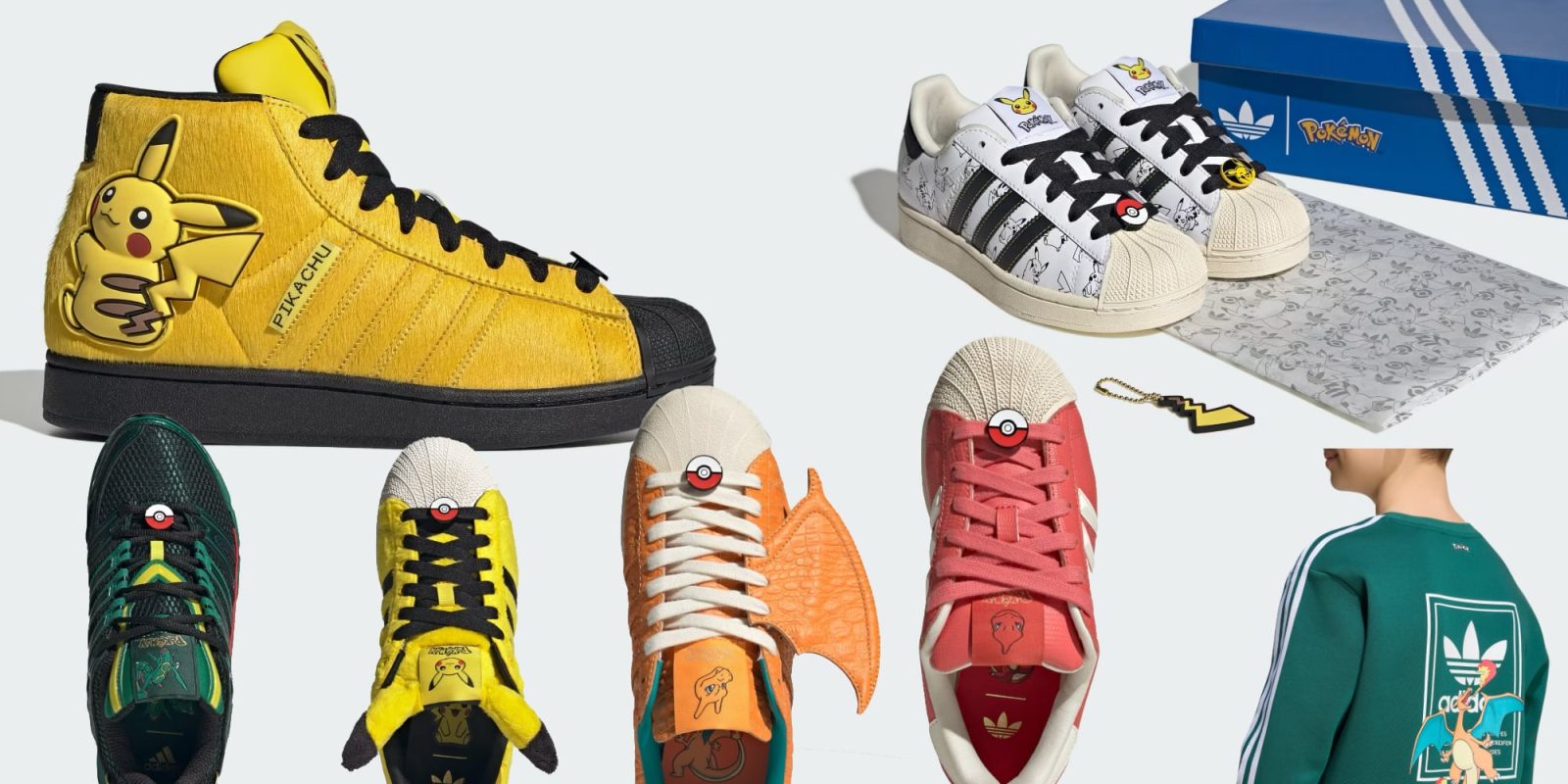A group of shoes with a cartoon character