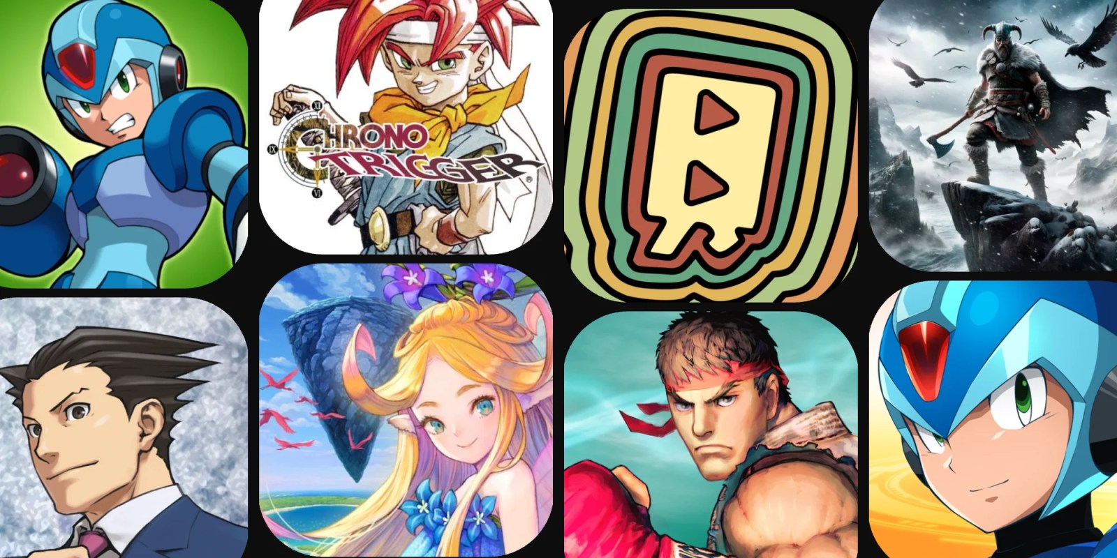 A collage of a video game