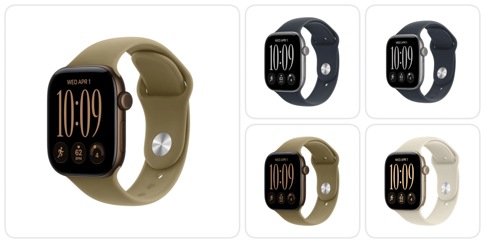 A collage of smart watches