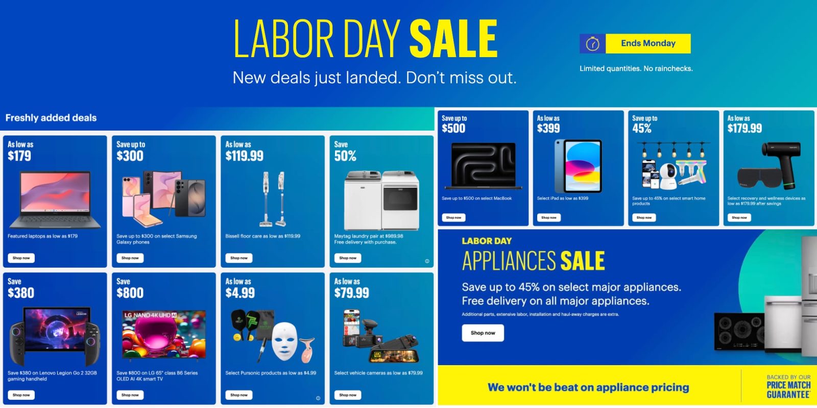 A blue and yellow advertisement