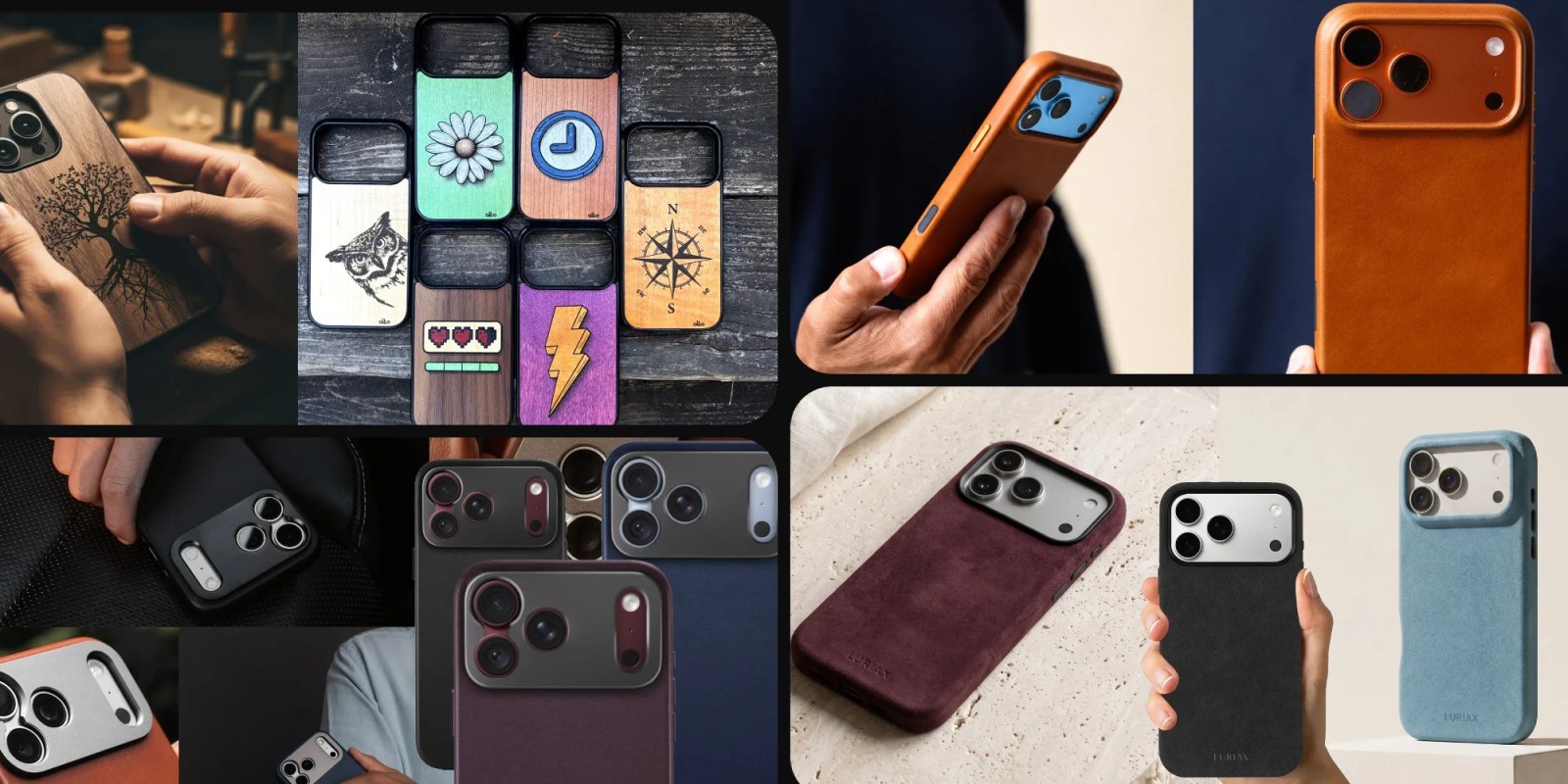 A collage of different cell phones