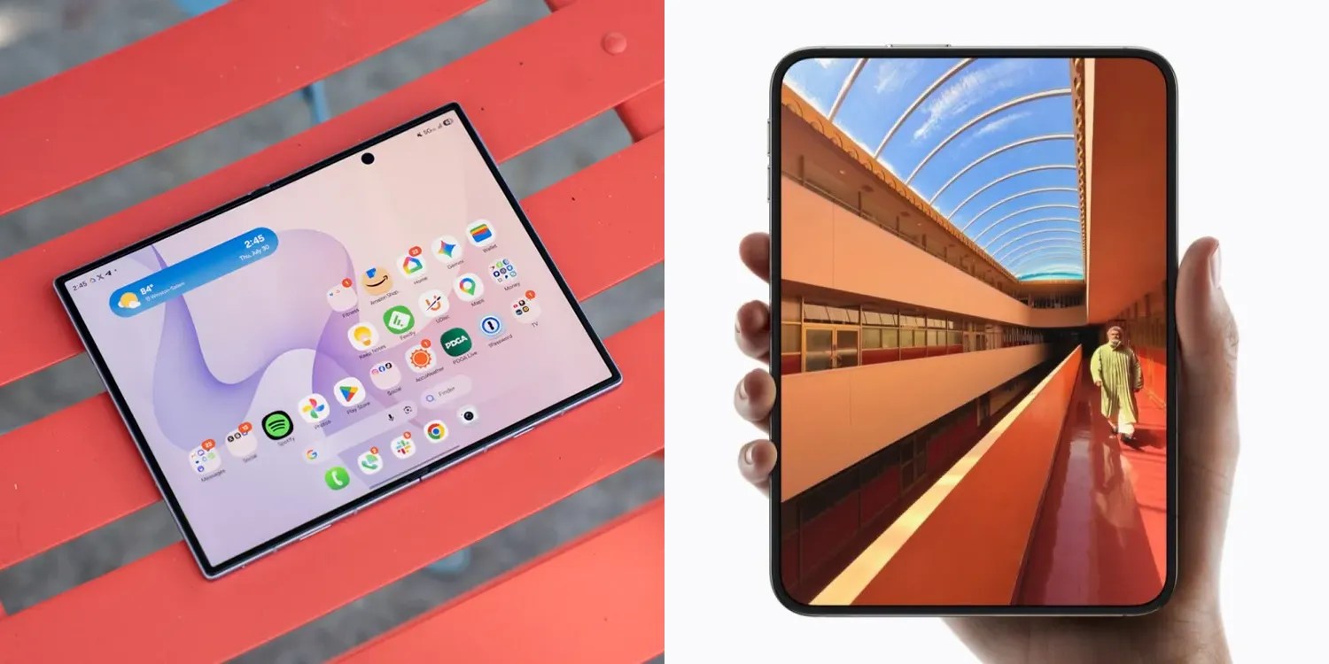 Here's how the iPhone Duo (right) compares to the Samsung Galaxy Z Fold 8 (left)