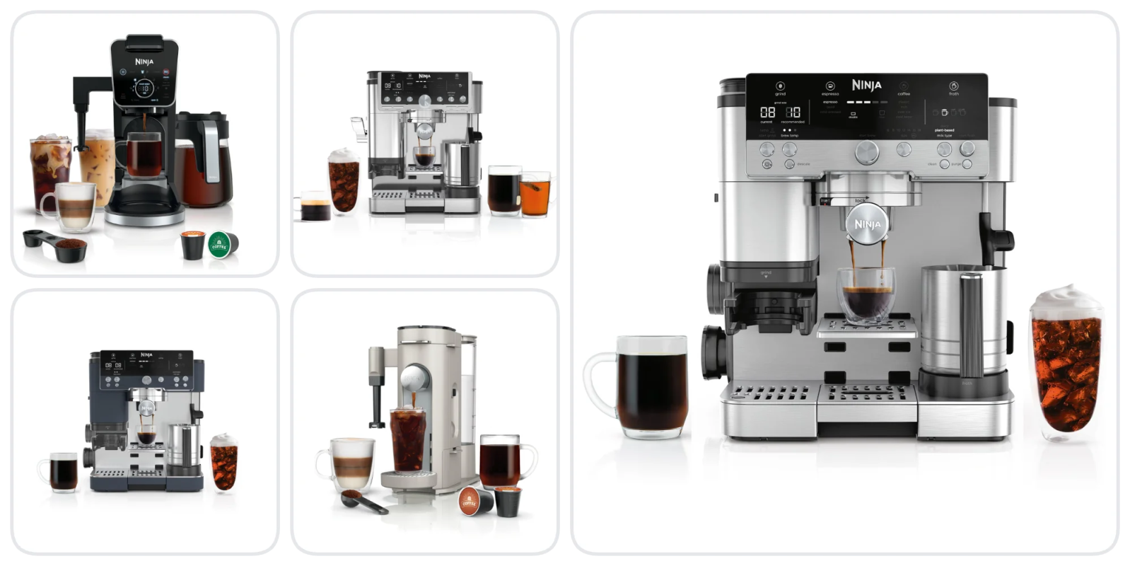 A collage of different types of coffee machines
