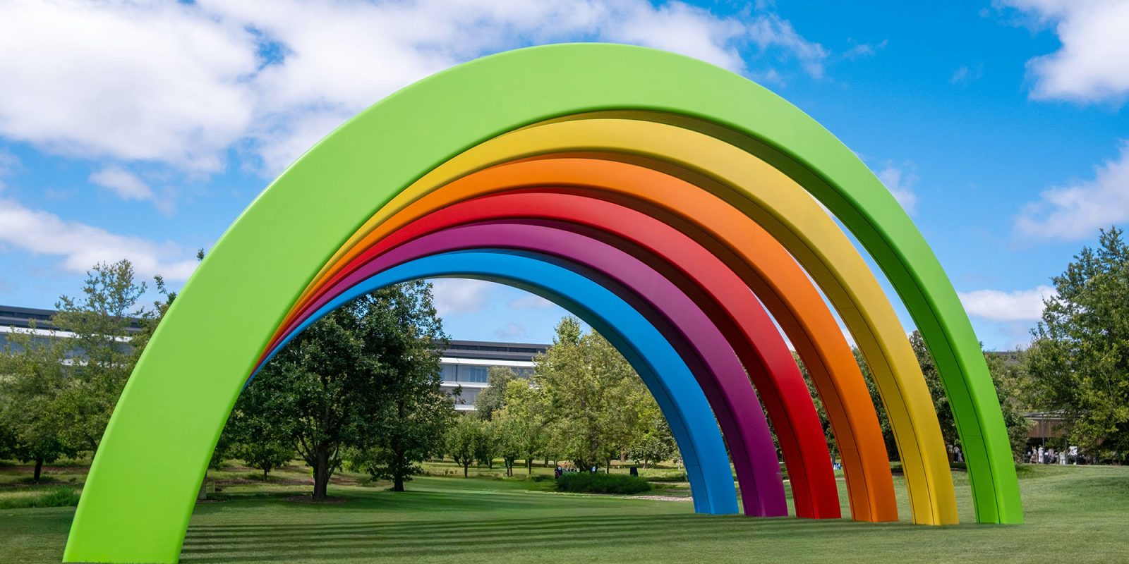 Reports describe two ways for Apple to make more money; only one is good | Photo shows the rainbow structure inside Apple Park