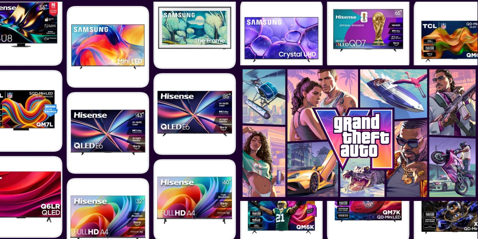A collage of images of a television