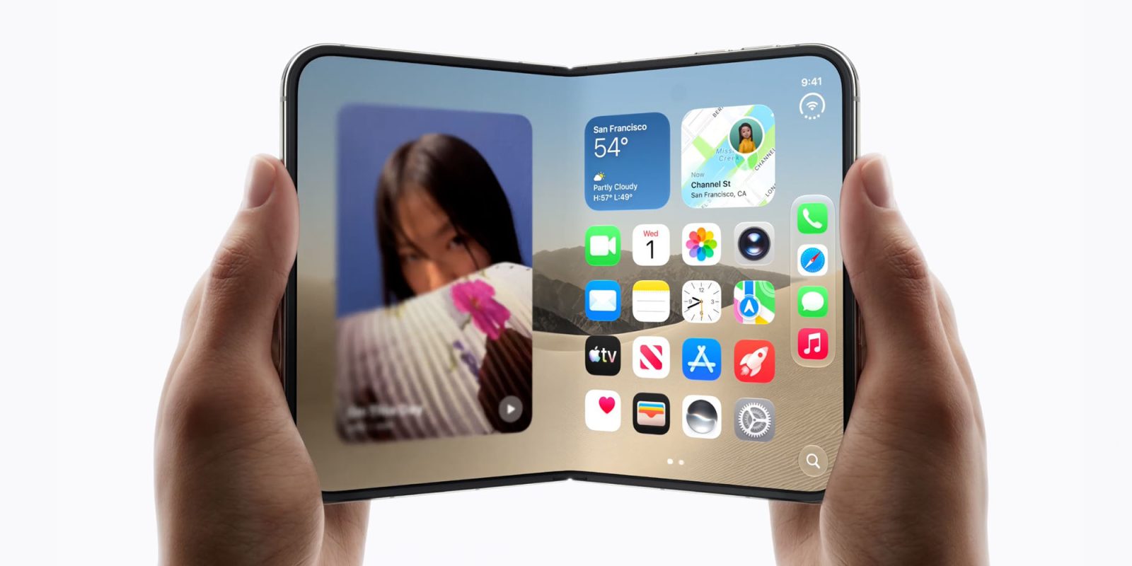 The iPhone Duo is Apple at its absolute best (and a little bit at its worst) | Image shows the device being unfolded with the blurring effect visible on the left side of the screen
