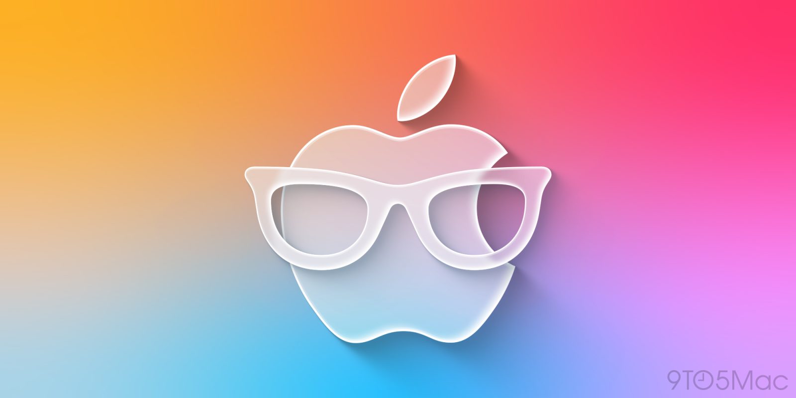 I've now completely changed my mind about Apple Glasses | Image shows a pair of glasses and Apple logo in Liquid Glass style against a colorful background