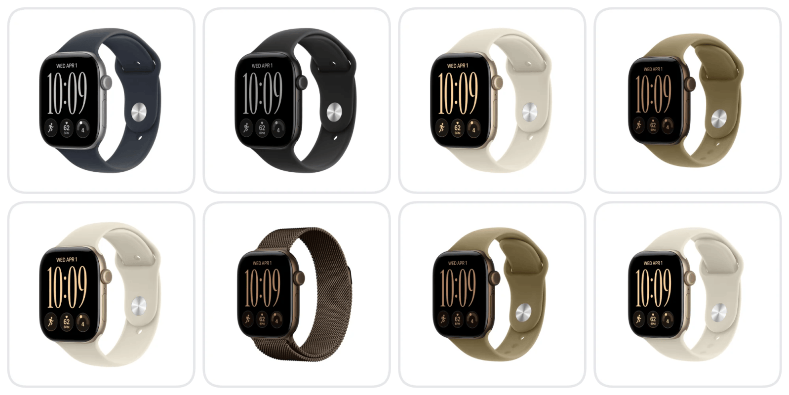 A collage of smart watches