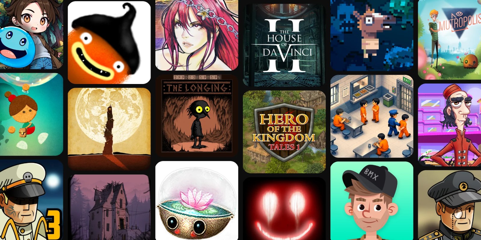 A collage of images of characters